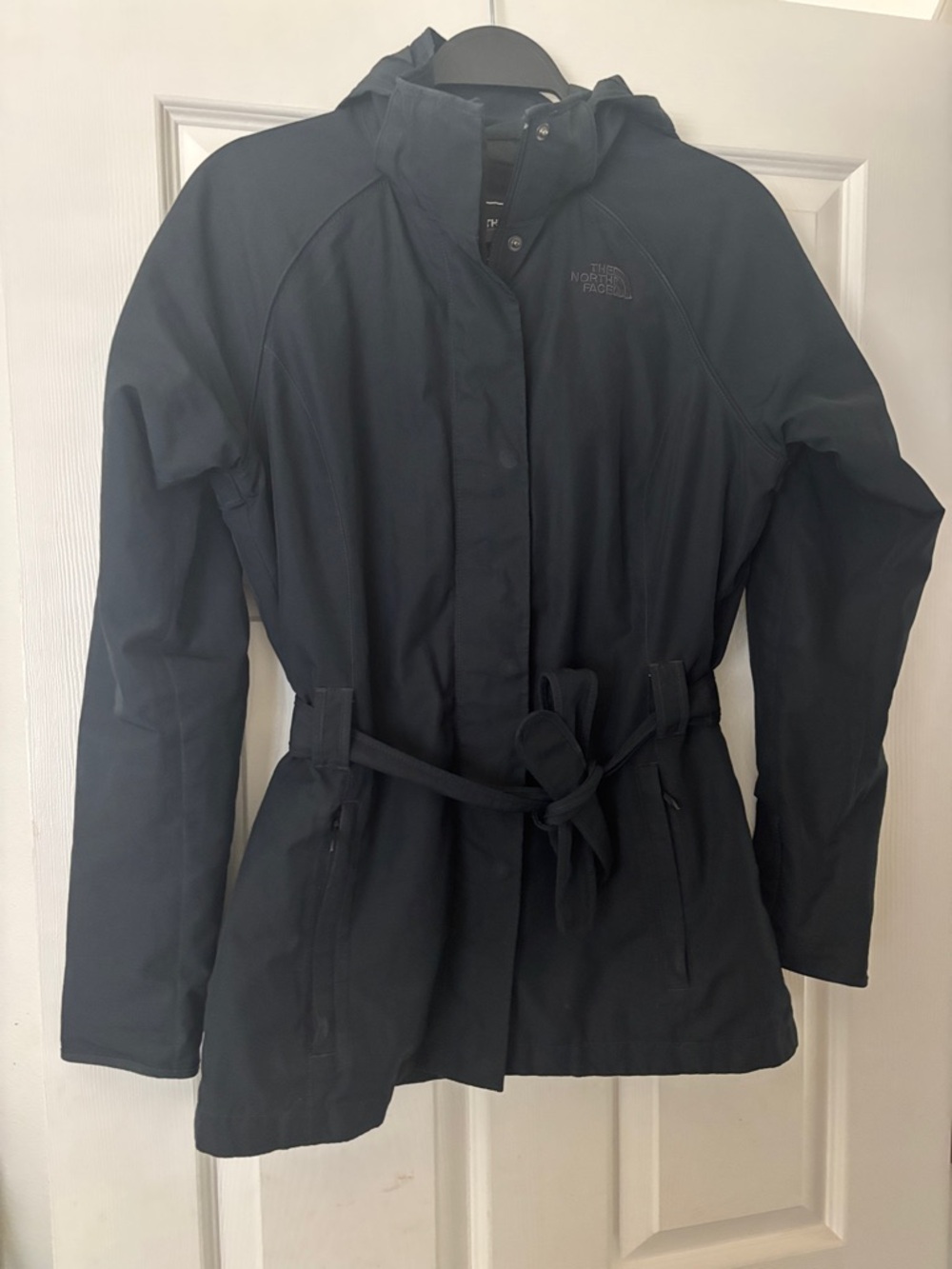 North face hooded jacket Navy blue with waist band